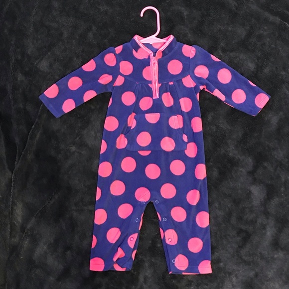 Carter’s Purple and Pink Polka Dot Fleece Outfit - Picture 1 of 4